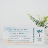 Mexiko Hochzeit in Urlaubsort Boarding Pass Einladung (Stehend Vorderseite)