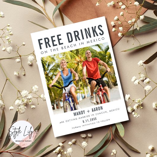 Mexiko Hochzeit in Urlaubsort Foto Save The Date