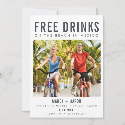Mexiko Hochzeit in Urlaubsort Foto Save The Date (Vorderseite)