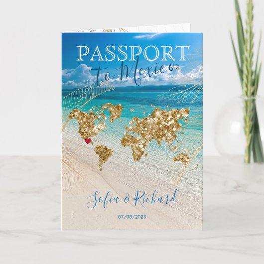 Mexiko Hochzeit in Urlaubsort Pass Gold Karte (Vorderseite)