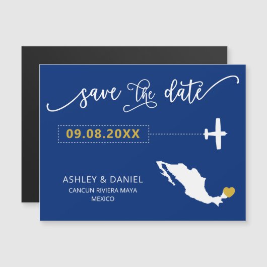 Mexiko Hochzeit Speichern Sie die Datumskarte, Kar Magneteinladung (Vorne/Hinten)