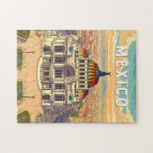 Mexiko Illustration Reise Kunst Vintage Puzzle (Horizontal)