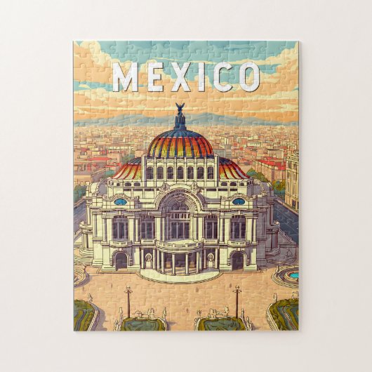 Mexiko Illustration Reise Kunst Vintage Puzzle (Vertikal)
