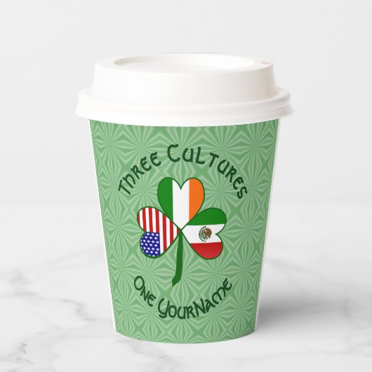 Mexiko Irland USA Kleeblatt Flag Pappbecher (Vorderseite)
