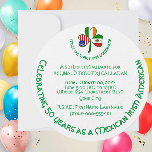 Mexiko Irland USA Kleeblatt Flagge Einladung