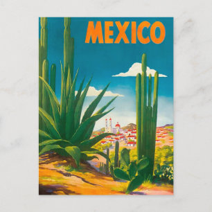 Mexiko Kaktus Vintage Reise Postkarte