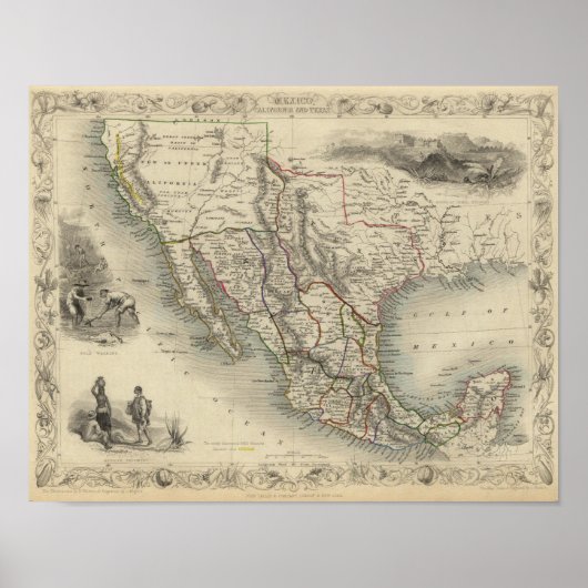 Mexiko, Kalifornien und Texas Poster (Vorne)