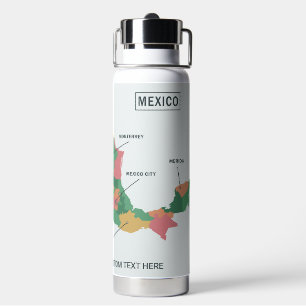 Mexiko-Karte benutzerdefinierter Text Trinkflasche