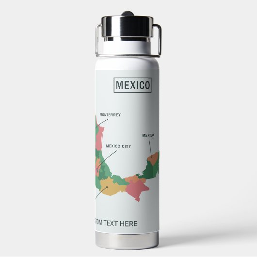 Mexiko-Karte benutzerdefinierter Text Trinkflasche (Hinten)