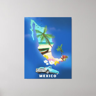 Mexiko-Karten-Illustration Reiseplakat. Leinwanddruck
