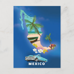 Mexiko-Karten-Illustration Reiseplakat. Postkarte