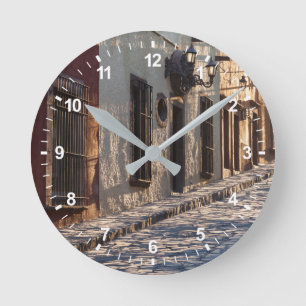 Mexiko Kopfsteinpflasterstraße Runde Wanduhr