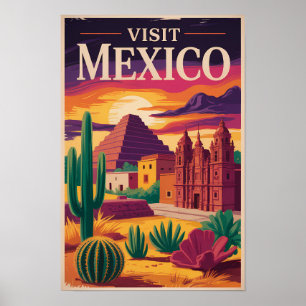 Mexiko Kultur Illustration Reise Kunst Vintage Poster
