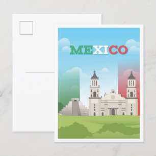 Mexiko Kunst Vintage Reiseillustration Postkarte