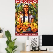 Mexiko, lächelnde Frau mit tropischen Früchten, Vi Poster (Heimbüro)