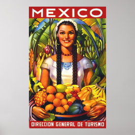 Mexiko, lächelnde Frau mit tropischen Früchten, Vi Poster