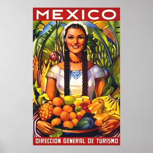 Mexiko, lächelnde Frau mit tropischen Früchten, Vi Poster (Vorne)