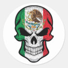 Mexiko lächelt Schädelflagge Runder Aufkleber