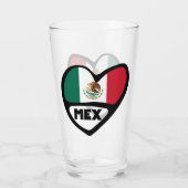 Mexiko Ländercode Flagge Herz, MEX Glas (Rückseite)