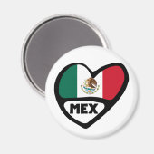 Mexiko Ländercode Flagge Herz, MEX Magnet (Vorderseite/Rückseite)