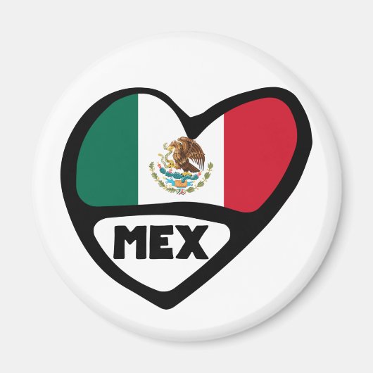 Mexiko Ländercode Flagge Herz, MEX Magnet (Vorne)