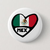 Mexiko Ländercode Flaggenherz, MEX Button (Vorderseite)