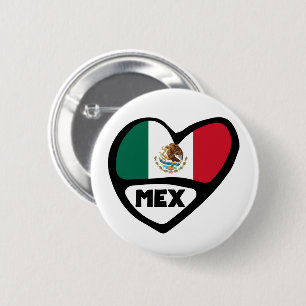 Mexiko Ländercode Flaggenherz, MEX Button