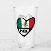 Mexiko Ländercode Flaggenherz, MEX Glas (Vorderseite)