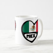 Mexiko Ländercode Flaggenherz, MEX Kaffeetasse (VorderseiteRechts)