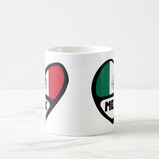 Mexiko Ländercode Flaggenherz, MEX Kaffeetasse (Mittel)