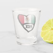 Mexiko Ländercode Flaggenherz, MEX Schnapsglas (Rückseite)