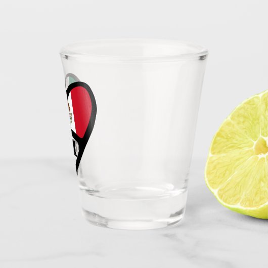 Mexiko Ländercode Flaggenherz, MEX Schnapsglas (Rechts)