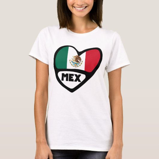 Mexiko-Ländercode Flaggenherz, MEX-T - Shirt (Vorderseite)