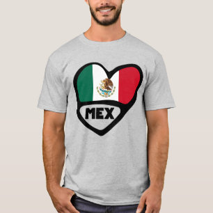 Mexiko Ländercode Flaggenherz, MEX T-Shirt