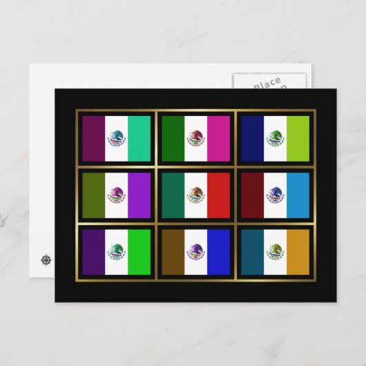 Mexiko Mehrfaches Flaggen Postkarte (Vorne/Hinten)