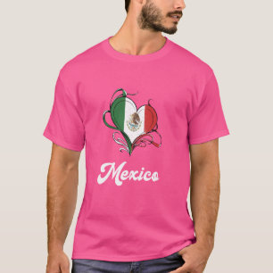 Mexiko Mexikanische Flagge Herz Wurzeln Spanisch S T-Shirt