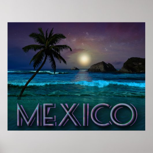 Mexiko Nacht am Strand Poster (Vorne)