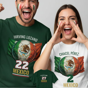 Mexiko Nationalfußball-Flagge-Heritage-Fußball T-Shirt