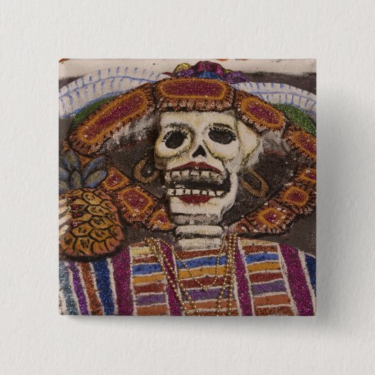 Mexiko, Oaxaca. Sand-Tapete (Tapete de Arena) Button (Vorderseite)