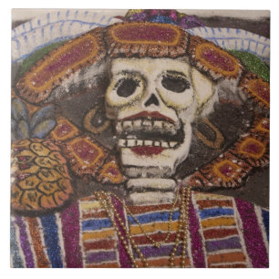 Mexiko, Oaxaca. Sandteppich (tapete de arena) Fliese