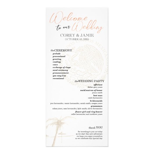 Mexiko-Passport-Hochzeitsprogramm Werbekarte (Vorne)