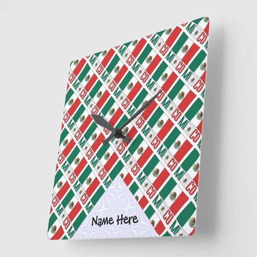 Mexiko - Personalisierte mexikanische Flagge Quadratische Wanduhr (Winkel)