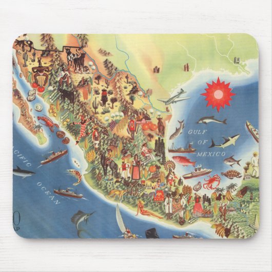 Mexiko Piktoriale Karte von Miguel Gomez Medina Mousepad (Vorne)