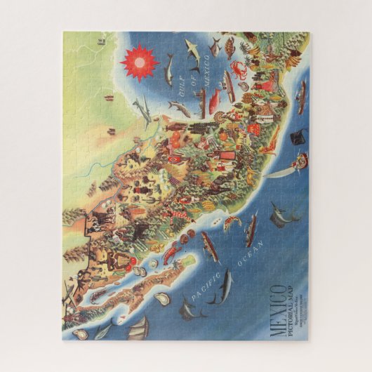 Mexiko Piktoriale Karte von Miguel Gomez Medina Puzzle (Vertikal)