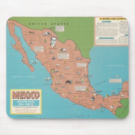 Mexiko - Planstelle "Headline Focus Wall Map" Mousepad (Vorne)