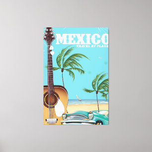 Mexiko - Reise mit dem Flugzeug Reiseplakat Leinwanddruck