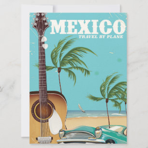 Mexiko - Reisen mit dem Flugzeug Reiseplakat Einladung