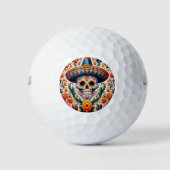 Mexiko | Reisen Vintager Retro-Zuckerschädel Golfball (Vorderseite)