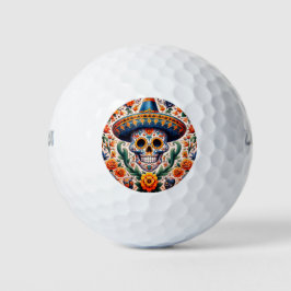 Mexiko | Reisen Vintager Retro-Zuckerschädel Golfball