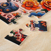 Mexiko | Reisen Vintager Retro-Zuckerschädel Puzzle (Seite)